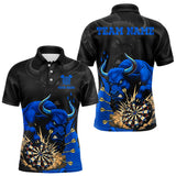 Maxcorners Black And Blue Funny Bull Darts Shirt For Men Custom Dart Jersey Team Polo & 1/4 Zip MT2510