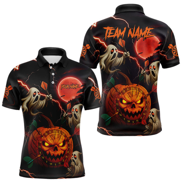 Maxcorners Funny Ghostly Pumpkin Dartboard Halloween Darts Shirt For Men Custom Darts Jersey, Best Darts Gift TU3009