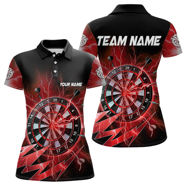 Maxcorners Personalized Red Dartboard Thunder Storm Lighting Dart Shirts For Men Custom Team Dart Jerseys