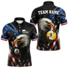 Maxcorners American Flag Eagle 8 Ball & 9 Ball Billiard Shirt For Men Custom Patriotic Billiard Jersey LM2707