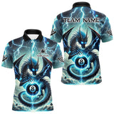 Maxcorners Personalized Thunder Lightning Dragon Billiard Shirt For Men, Blue 8 Ball Pool Team Jersey LM2707