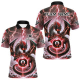 Maxcorners Personalized Thunder Lightning Dragon Billiard Shirt For Men, Red 8 Ball Pool Team Jersey LM2707