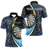 Maxcorners Funny Floral Marbling Pattern Custom Darts Shirt For Men, Team Polo & Quarter Zip Darts Jersey LM0210