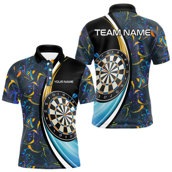 Maxcorners Funny Floral Marbling Pattern Custom Darts Shirt For Men, Team Polo & Quarter Zip Darts Jersey LM0210