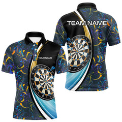 Maxcorners Funny Floral Marbling Pattern Custom Darts Shirt For Men, Team Polo & Quarter Zip Darts Jersey LM0210