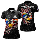 Maxcorners Patriotic American Flag Grunge Billiard Jersey For Men Custom Billiard Shirt Polo & 1/4 Zip |Black