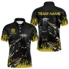Maxcorners Grunge Black Yellow Panther Dart Shirt For Men Custom Dart Jersey Team Polo & Quarter Zip TU2807