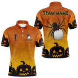 Maxcorners Personalized Orange Funny Spider Golf Polo Shirt For Men Custom Halloween Ladies Golf Outfit Gifts LM0210