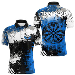 Maxcorners Blue Grunge Paint Splash Dart Shirts For Men Custom Darts Jersey Team Polo & Quarter Zip LM2711