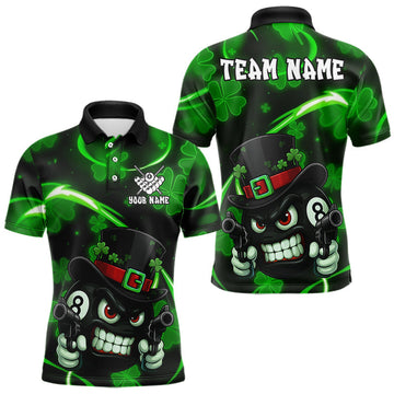 Maxcorners Personalized St Patrick Day 8 Ball Billiard Shirt For Men, Funny Shamrock Luckiest Billiard Jersey LM2711