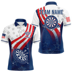 Maxcorners Personalized American Flag Mens Dart Shirts Custom Patriotic Red, White And Blue Darts Team Jersey LM0412