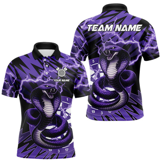 Maxcorners Custom Purple Dartboard Cobra Snake Lightning Darts Shirt For Men, Dart Team Jersey Polo & 1/4 Zip LM1904