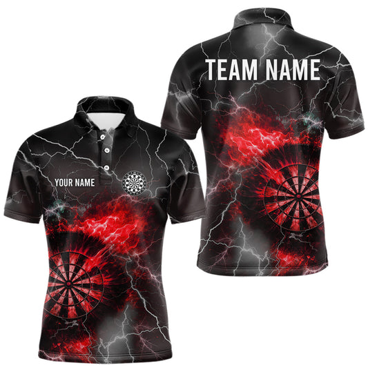 Maxcorners Custom Lightning Flame Red Dart Shirt For Men, Darts Jersey Pocket Option