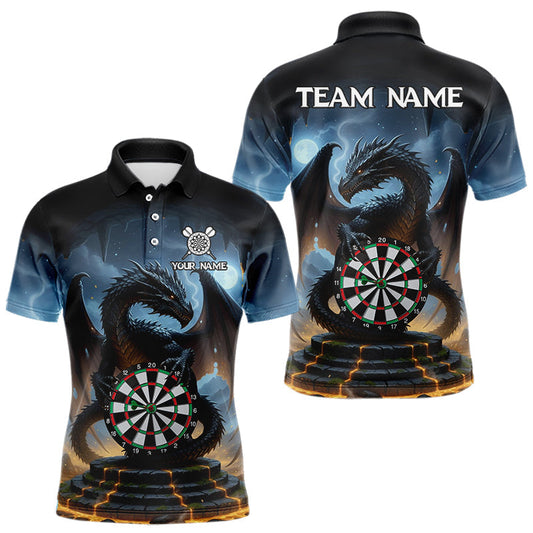 Maxcorners Personalized Dragon Darts Shirt For Men Custom Darts League Shirt Team Jersey Polo & Quarter Zip LM1903