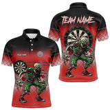Maxcorners Red Funny Zombie Darts Shirt With Pocket Option For Men Custom Darts Jersey MT0410