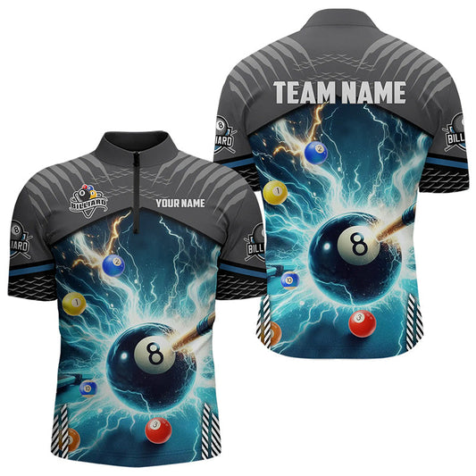 Maxcorners Personalized Striking Thunder Lightning Billiard Shirts For Men Custom Billiard Sport Jerseys