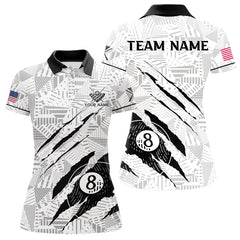 Maxcorners Personalized Funny Scratch 8 Ball Pool Billiard Polo, 1/4 Zip For Men Custom Team Billiard Jersey MT1006