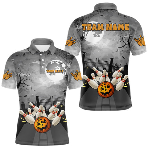 Maxcorners Funny Bowling Halloween Shirt For Men Custom Halloween Bowling Jersey Team Polo & 1/4 Zip MT0410