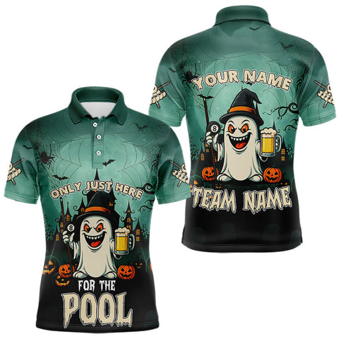 Maxcorners Only Just Here For The Pool Custom Halloween Billiard Shirt For Men, Funny Ghostly Billiard Jersey MT0410