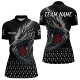 Maxcorners Personalized Viking 3D Wolf Dart Shirts For Men Custom Black Dart Team Jerseys Polo & Quarter Zip