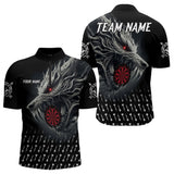Maxcorners Personalized Viking 3D Wolf Dart Shirts For Men Custom Black Dart Team Jerseys Polo & Quarter Zip