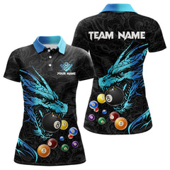 Maxcorners Personalized Black And Blue Dragon Billiard Balls Pool Shirts For Men, Billiard League Team Jersey
