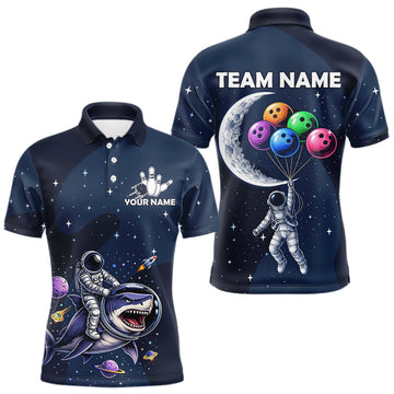 Maxcorners Custom Astronaut Galaxy Funny Bowling Jersey For Men, Bowling Polo & Quarter Zip Team Shirts LM0404