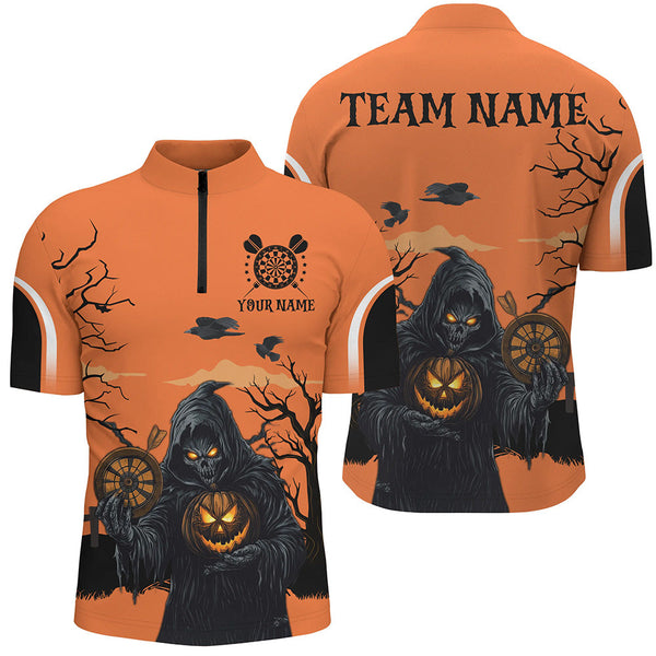 Maxcorners Halloween Spook Night Death Skeleton Darts Jersey Customized Name, Team Name 3D Shirt