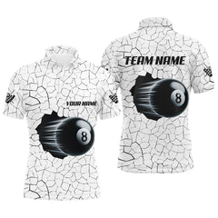 Maxcorners Billiards 8 Ball Pool Magic White Crack Pattern Shirts Men And Women Billiard Polo & 1/4 Zip Shirts Billiard Team Jerseys