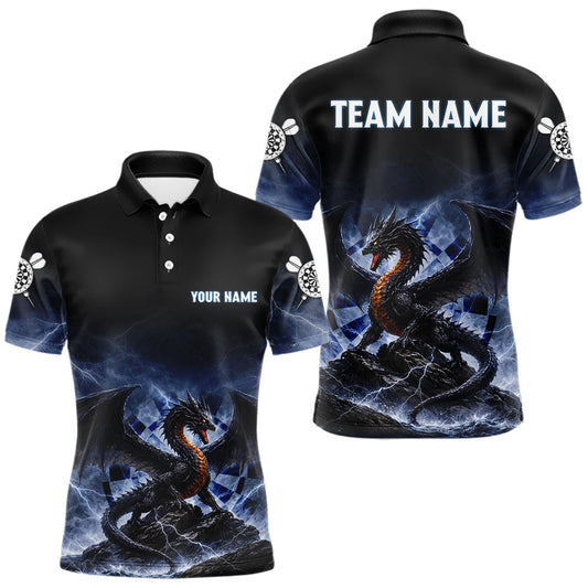 Maxcorners Lightning Dragon Darts Shirt With Pocket Option For Men, Dart Jersey |Blue LM0503