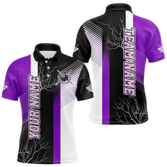 Maxcorners Personalized Black Purple Billiard Polo & 1/4 Zip For Men Custom 8 Ball Pool Billiard Team Jersey