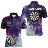 Maxcorners Purple Grunge Darts Shirt With Pocket Option For Men Custom Darts Jersey LM0910