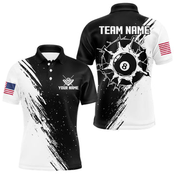 Maxcorners Black And White 8 Ball Billiard Pool Shirts For Men Custom Billiard Tournament Team Jersey