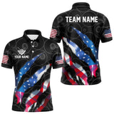 Maxcorners Custom Glowing American Flag 8 Ball Billiard Shirt For Men, Patriotic Billiard Team Jerseys |Black LM0210