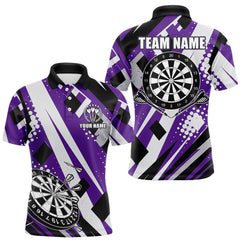 Maxcorners Custom Purple Geometric Darts Polo & Quarter Zip For Men, Darts Team Jersey Outfit LM1610