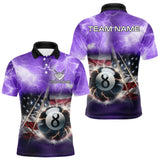 Maxcorners Purple American Flag Thunder Lightning 8 Ball Billiard Shirt For Men Custom Pool Team Jersey LM1708