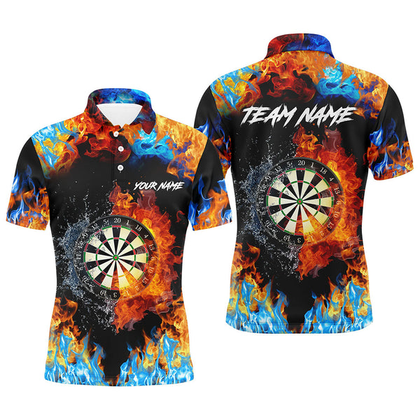 Maxcorners Personalized Dart Board Fire And Water 3D Printed Men Darts Polo Shirts Custom Darts Jerseys