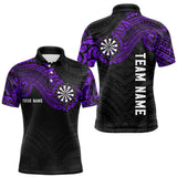 Maxcorners Personalized Black And Purple Tribal Darts Shirt For Men Custom Darts Jersey Team Polo & 1/4 Zip TU1509
