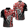 Maxcorners Personalized Red Camo Skull Dart Shirts For Men Custom Funny Skull Dart Jerseys Polo & 1/4 Zip  Lm173