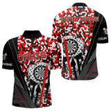 Maxcorners Personalized Red Camo Skull Dart Shirts For Men Custom Funny Skull Dart Jerseys Polo & 1/4 Zip  Lm173