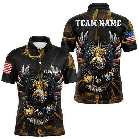 Maxcorners Personalized Crown American Flag Eagle 8, 9 & 10 Ball Pool Shirt For Men, Billiard Team Jersey MT1810