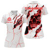 Maxcorners Personalized Skull White Red Grunge Darts Polo & Quarter-Zip For Men Custom Dart Team Jerseys