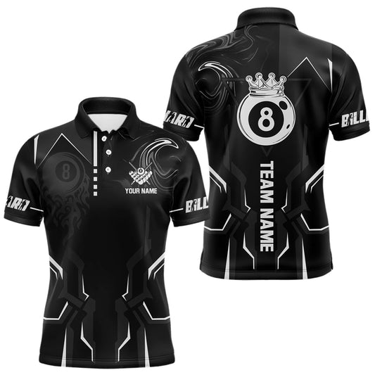 Maxcorners Customized 8 Ball Pool Crown Wmen Billiard Shirt, White And Black Billiard Team Shirt, Pool Jersey