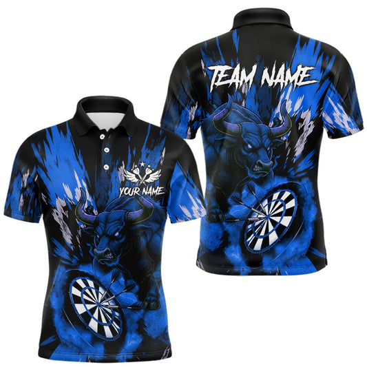 Maxcorners Personalized Blue Dartboard Splash Bull Darts Shirt For Men Custom Dart Jersey Team Polo & 1/4 Zip