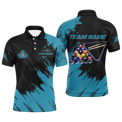 MaxCorners Balls Painted Blue Version Customized Name 3D And Team Name Billiards Polo Shirt For Men