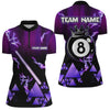 Maxcorners Purple Neon Light Pool Cue 8 Ball Crown Billiard Shirt For Men Custom Team League Billiard Jerseys