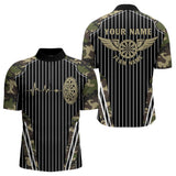 Maxcorners Green Camo Dartboard Pulse Heartbeat Custom Men Dart Shirts, Funny Wings Cool Dart Team Jerseys