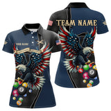 Maxcorners Shot In Hand Pride In Heart Custom Eagle Us Flag Blue Men'S Billiard Shirts, Billiard Team Jersey