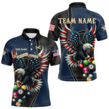 Maxcorners Shot In Hand Pride In Heart Custom Eagle Us Flag Blue Men'S Billiard Shirts, Billiard Team Jersey