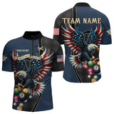 Maxcorners Shot In Hand Pride In Heart Custom Eagle Us Flag Blue Men'S Billiard Shirts, Billiard Team Jersey